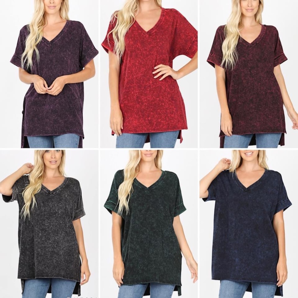 Zenana Mineral Wash Purple Tee